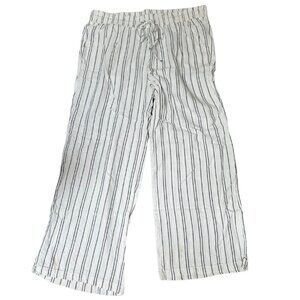 White Striped Linen Pants